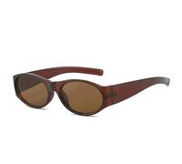 JRLLFD Fashion Classic Small Oval Sunglasses Women and Men Vintage Luxury Outdoors Driving Uv400(Brown Tea)