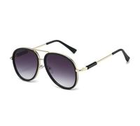 JRLLFD Fashion Double Bridges Men Sunglasses Shades Uv400 Vintage Gradient Mirror Women(Black gray gradient)