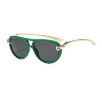 JRLLFD Fashion Double Bridges Women Luxury Sunglasses Oval Hollow Shades Uv400 Men(Green grey)