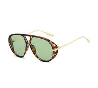 JRLLFD Fashion Double Bridges Women Oversized Sunglasses Retro Gradient Uv400 Men Punk(Leopard green)