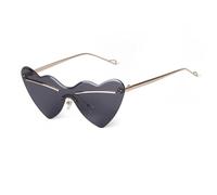 JRLLFD Fashion Heart Frameless Sunglasses Women Love Shape Rimless Big Men Metal Gradient Lens Shades(C1)