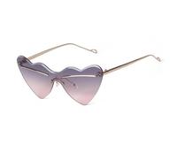 JRLLFD Fashion Heart Frameless Sunglasses Women Love Shape Rimless Big Men Metal Gradient Lens Shades(C4)