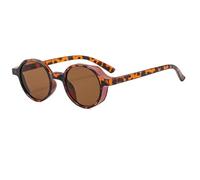 JRLLFD Fashion Men Round Sunglasses Women Vintage Female Beach Shades Uv400(Leopard-Brown)