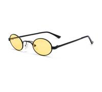 JRLLFD Fashion Metal Round Sunglasses Women Vintage Luxury Men Punk Small Frame(Black-Yellow)