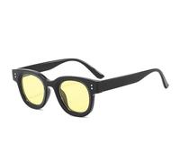 JRLLFD Fashion Oval Sunglasses Women Luxury Small Frame Shades for Men Outdoor Uv400(Black Yellow)