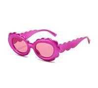 JRLLFD Fashion Oval Sunglasses Women Men Vintage Luxury for Ladies Summer Uv400(Rose Pink)