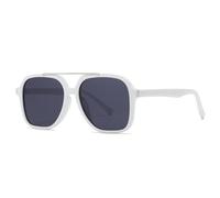 JRLLFD Fashion Oversized Double Bridges Sunglasses Women Shades Uv400 Retro Rivets Men Dark(White gray)