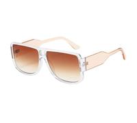 JRLLFD Fashion Oversized Double Bridges Women Sunglasses Fashion Gradient Shades Uv400 Men Punk Uv400(Clear-LightBrown)