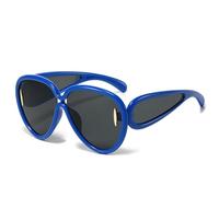 JRLLFD Fashion Oversized Oval Sunglasses Women Vintage Steampunk Outdoors Driving Uv400(Blue Gray)
