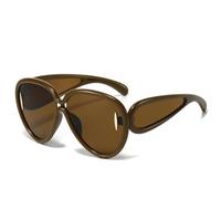 JRLLFD Fashion Oversized Oval Sunglasses Women Vintage Steampunk Outdoors Driving Uv400(Brown Brown)