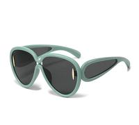 JRLLFD Fashion Oversized Oval Sunglasses Women Vintage Steampunk Outdoors Driving Uv400(Green Gray)