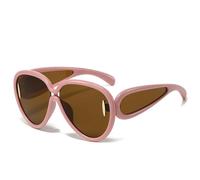 JRLLFD Fashion Oversized Oval Sunglasses Women Vintage Steampunk Outdoors Driving Uv400(Pink Brown)