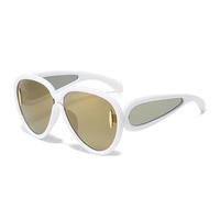 JRLLFD Fashion Oversized Oval Sunglasses Women Vintage Steampunk Outdoors Driving Uv400(White Gold)