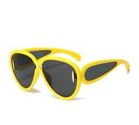 JRLLFD Fashion Oversized Oval Sunglasses Women Vintage Steampunk Outdoors Driving Uv400(Yellow Gray)