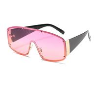 JRLLFD Fashion Oversized Rimless One-piece Sunglasses Women Rivet Men Vintage Shades Uv400(PURPLE)