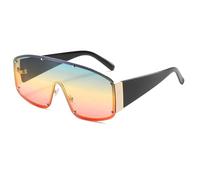 JRLLFD Fashion Oversized Rimless One-piece Sunglasses Women Rivet Men Vintage Shades Uv400(Silver)