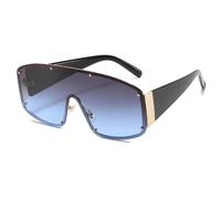 JRLLFD Fashion Oversized Rimless One-piece Sunglasses Women Rivet Men Vintage Shades Uv400(WHITE)