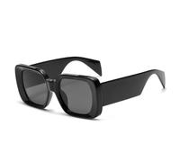 JRLLFD Fashion Oversized Women Sunglasses Retro Pattern Wide Legs Men Gradient Shades Uv400(Black grey)