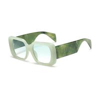 JRLLFD Fashion Oversized Women Sunglasses Retro Pattern Wide Legs Men Gradient Shades Uv400(Green green gradient)