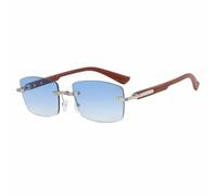 JRLLFD Fashion Rimless Rectangle Grain Women Sunglasses Luxury Men Outdoor Driving Uv400(Brown Blue)