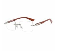 JRLLFD Fashion Rimless Rectangle Grain Women Sunglasses Luxury Men Outdoor Driving Uv400(Brown Clear)