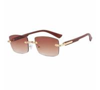 JRLLFD Fashion Rimless Rectangle Grain Women Sunglasses Luxury Men Outdoor Driving Uv400(Brown Gradient Tea)