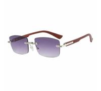 JRLLFD Fashion Rimless Rectangle Grain Women Sunglasses Luxury Men Outdoor Driving Uv400(Brown Gradient Gray)