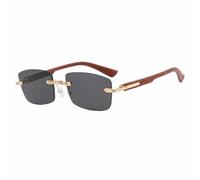 JRLLFD Fashion Rimless Rectangle Grain Women Sunglasses Luxury Men Outdoor Driving Uv400(Brown Gray)