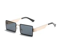 JRLLFD Fashion Rimless Sunglasses for Women Men Gradient Shades Female Classic Summer Uv400(Gold Gray)