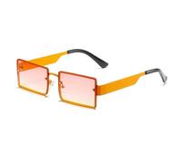 JRLLFD Fashion Rimless Sunglasses for Women Men Gradient Shades Female Classic Summer Uv400(Orange Pink Yellow)