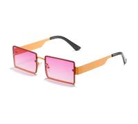 JRLLFD Fashion Rimless Sunglasses for Women Men Gradient Shades Female Classic Summer Uv400(Orange Purple)