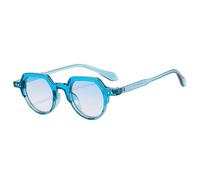 JRLLFD Fashion Small Irregular Sunglasses Women Retro Round Clear Ocean Lens Uv400 Men Rivets Punk(blue)