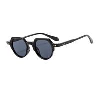 JRLLFD Fashion Small Irregular Sunglasses Women Retro Round Clear Ocean Lens Uv400 Men Rivets Punk(black)