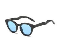 JRLLFD Fashion Small Oval Sunglasses Women for Men Vintage Men Outdoors Driving Uv400(Black Blue)