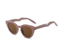 JRLLFD Fashion Small Oval Sunglasses Women for Men Vintage Men Outdoors Driving Uv400(Pink Brown)