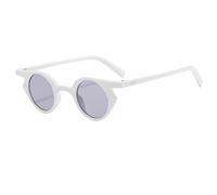 JRLLFD Fashion Small Round Punk Sunglasses Retro Clear Ocean Gradient Uv400 Women Men Double Color Rivets(White-LightGray)