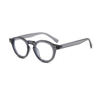 JRLLFD Fashion Small Round Sunglasses Women Shades Uv400 Fashion Clear Lens Men Rivets Frame(Grey clear)