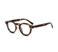 JRLLFD Fashion Small Round Sunglasses Women Shades Uv400 Fashion Clear Lens Men Rivets Frame(Leopard clear)