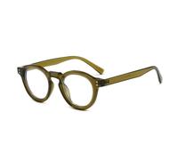 JRLLFD Fashion Small Round Sunglasses Women Shades Uv400 Fashion Clear Lens Men Rivets Frame(Olive green clear)