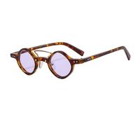 JRLLFD Fashion Small Sunglasses Women Retro Clear Ocean Lens Shades Uv400 Men Rivets Punk(Leopard-Purple)