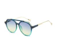 JRLLFD Fashion Sunglasses Woman Man Retro Luxury Double Bridge for Female Outdoors Driving Uv400(Gold Blue Yellow)