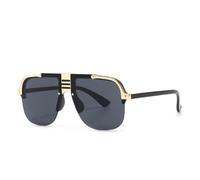 JRLLFD Flat-top Large-frame Sunglasses Charming Street Style Women(black)