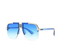 JRLLFD Flat-top Large-frame Sunglasses Charming Street Style Women(Blue)