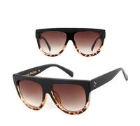 JRLLFD Flat Top Vintage Frame Women Tortoiseshell Gradient Rivet Sunglasses Retro Big Frames UV400 Cat Eye,C7,One size