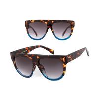 JRLLFD Flat Top Vintage Frame Women Tortoiseshell Gradient Rivet Sunglasses Retro Big Frames UV400 Cat Eye,C6,One size