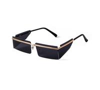 JRLLFD Futuristic Vintage Steampunk Sunglasses Men Retro Rectangle Rimless Frame Visor Sun Glasses Shades Male,C1 gold gray,one size