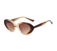 JRLLFD Gradient Colourful Oval Women Sunglasses Vintage Shades for Men Luxury Uv400 Female(brown)