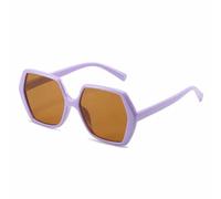 JRLLFD Large Frame Sunglasses Women Men Fashion Vintage Polygon Outdoors Driving Uv400(Purple Brown)