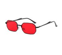 JRLLFD Luxury Metal Sunglasses Women for Men Vintage Punk Small Frame Uv400(Black-Red)