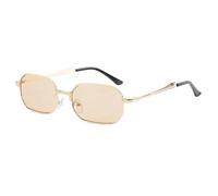 JRLLFD Luxury Metal Sunglasses Women for Men Vintage Punk Small Frame Uv400(Gold-Brown)